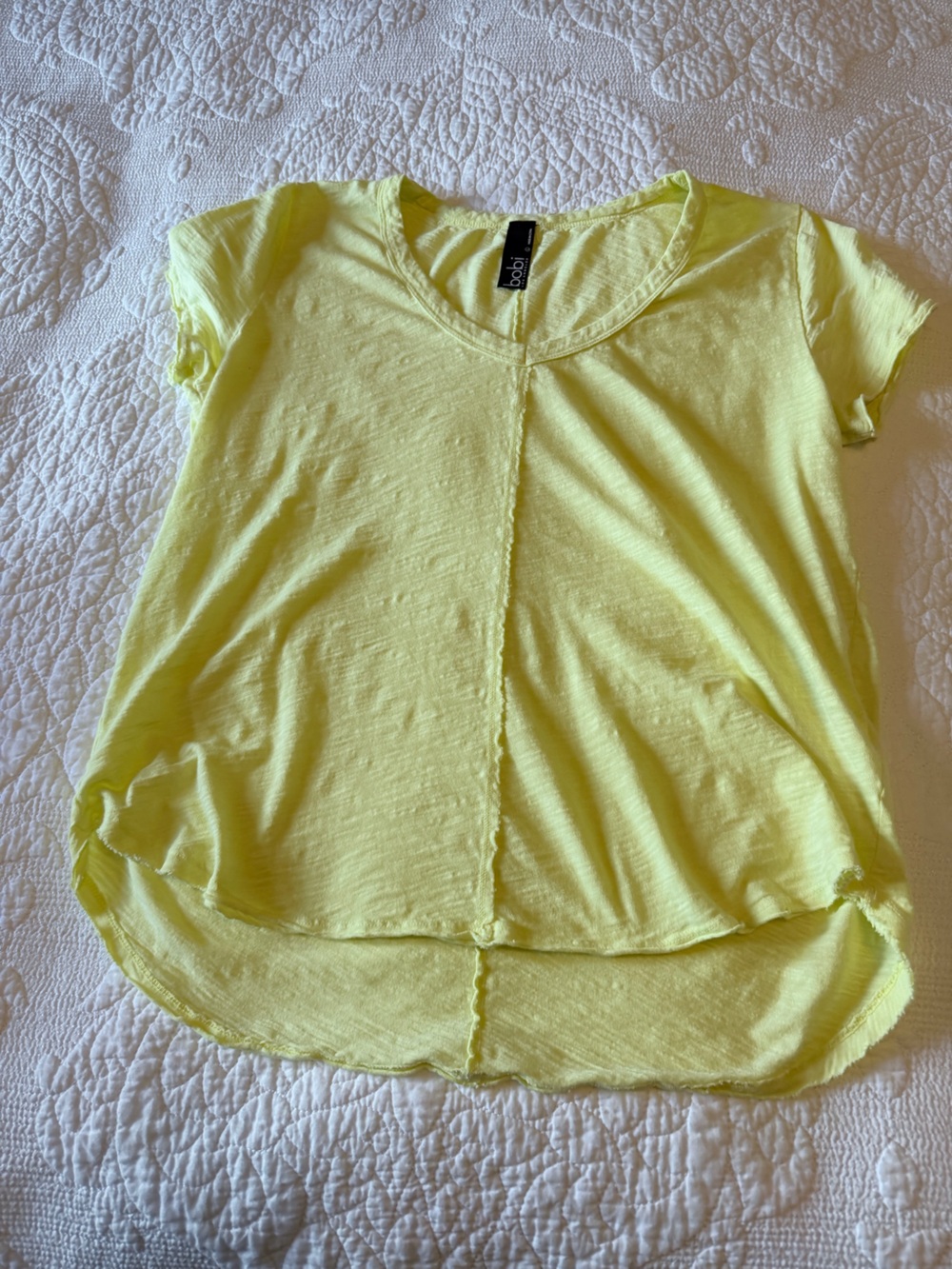 bobi Lemon Yellow Short Sleeve V-Neck Tee